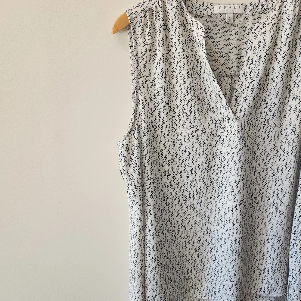 🔥 SOLD 🔥Chaus New York Sleeveless Speckled V Neck Tank Top Size Large - Picture 3 of 9